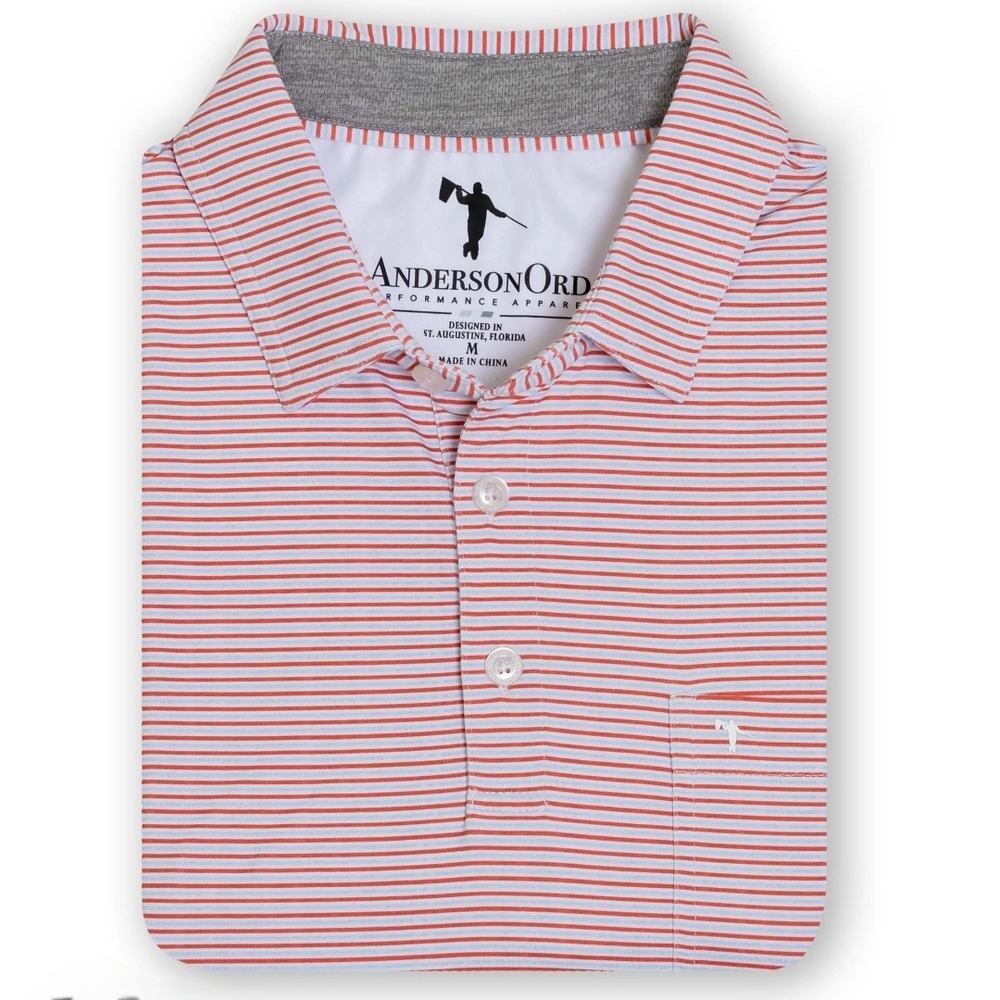 AndersonOrd Mitch Martin Polo HTR Burnt Sienna Medium Logo Retail $115 Website